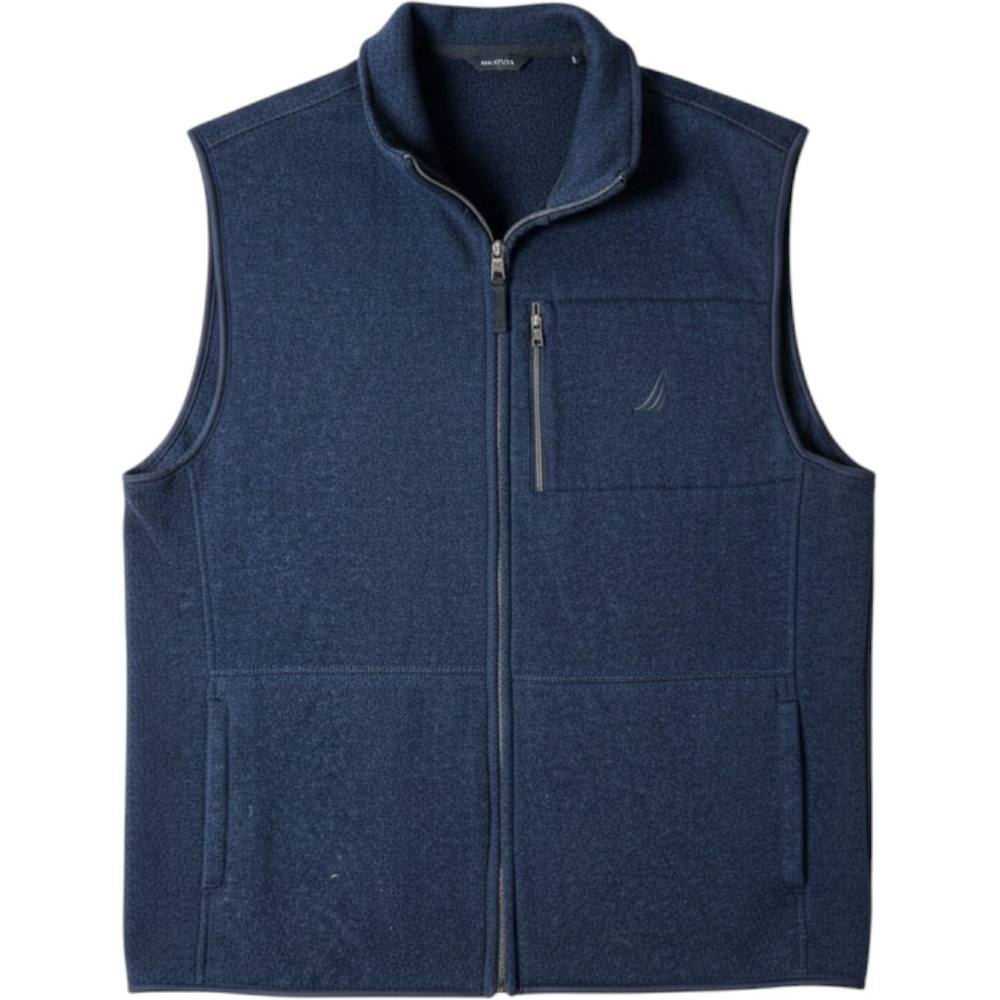 Nautica Vest Mens XXL Navy Blue Zip Fleece Sweater EUC Preppy Y2K